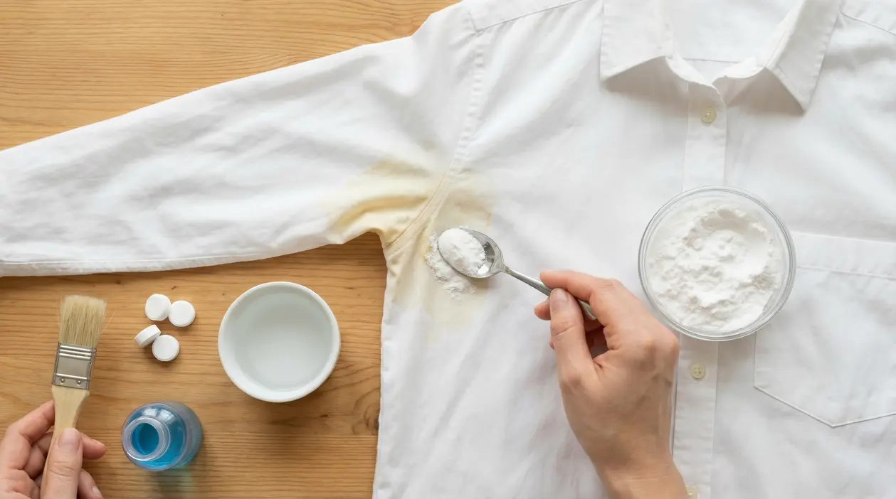 Rimedi per togliere una macchia di sudore da una camicia bianca con bicarbonato