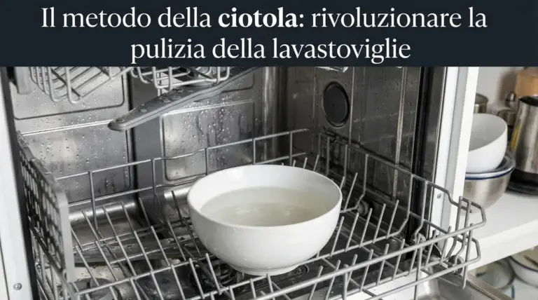 Ciotola bianca con liquido all'interno di una lavastoviglie aperta