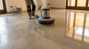 Lucidatura di un pavimento in marmo con una macchina professionale